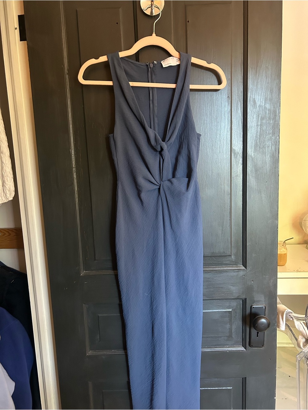 ASOS Navy Twist-Front Sleeveless Maxi Dress